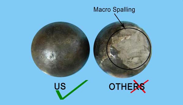 Photograph of OTHERS casting balls showing Macro Spalling