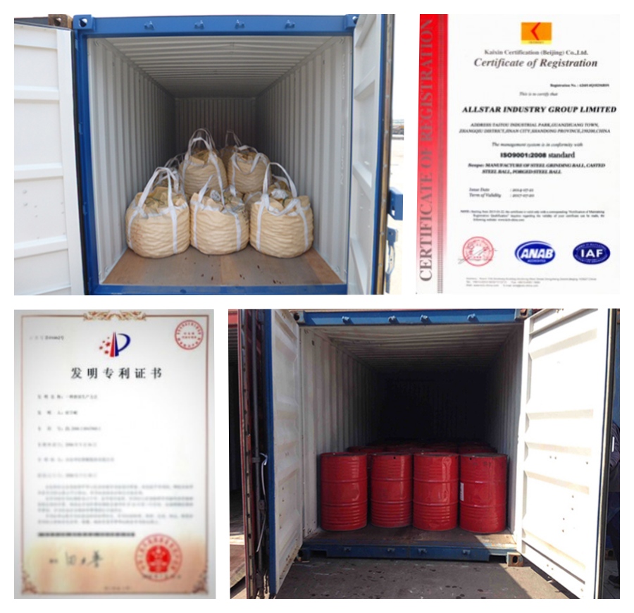 The packaging and certificates of our Grinding Balls